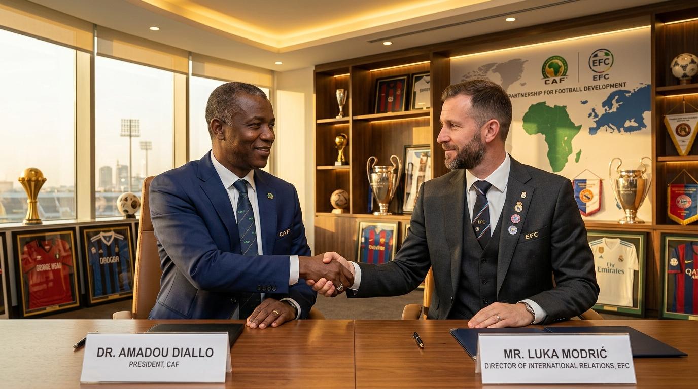 Federation official and club representative partnership handshake