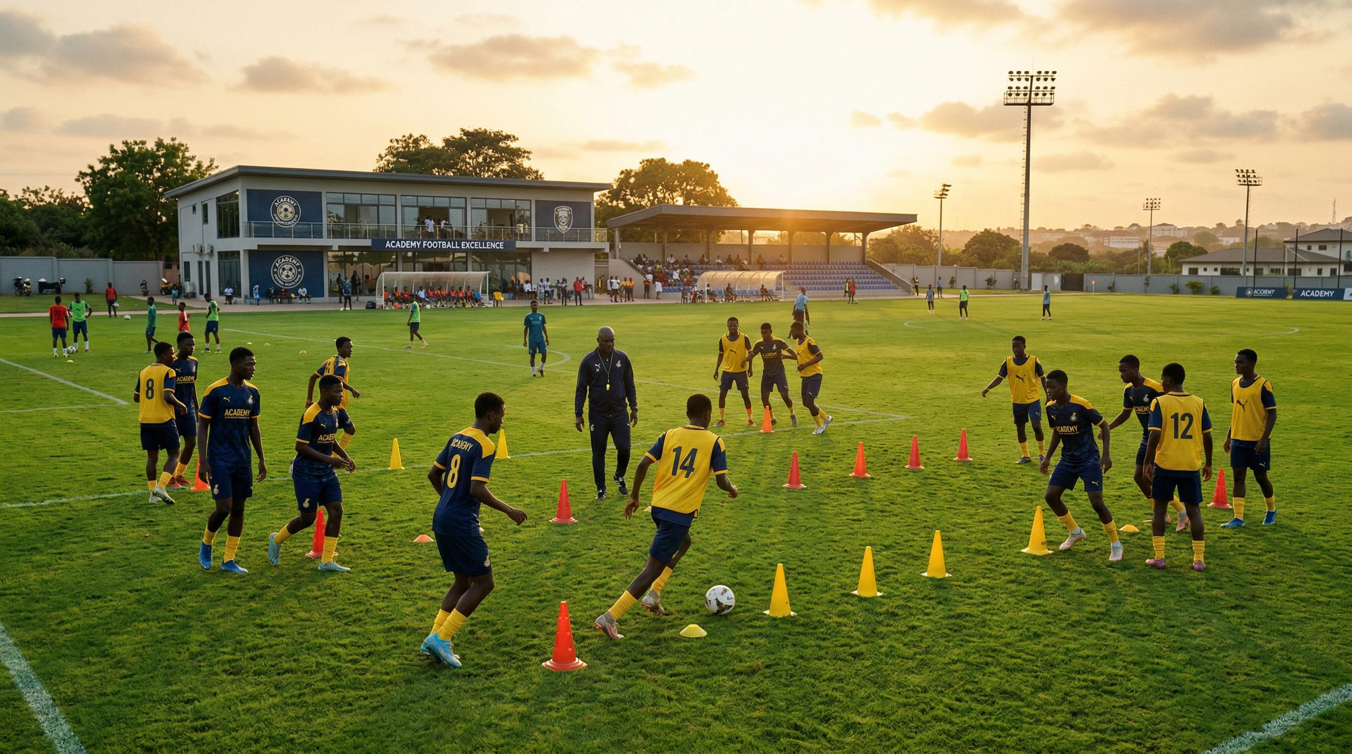 Young African athletes training at a professional academy